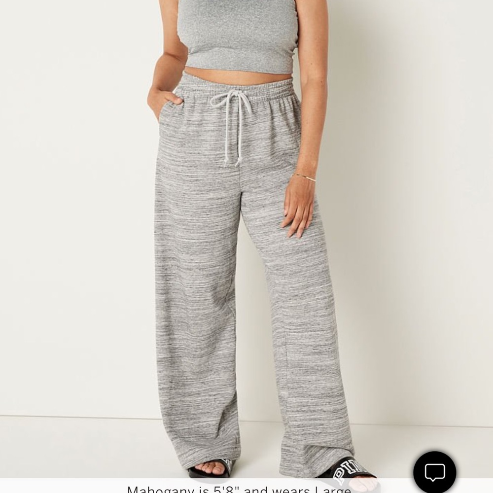 PINK gray wide leg sweatpants
